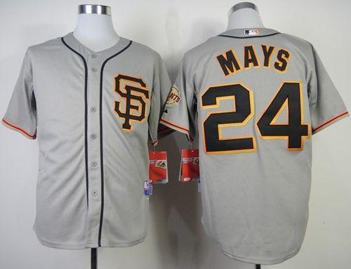 Giants #24 Willie Mays Grey Cool Base Road 2 Stitched MLB Jersey - Click Image to Close